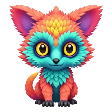 Tropical lush warm-colored neon-colored Fakémon-Trico-creature sticker