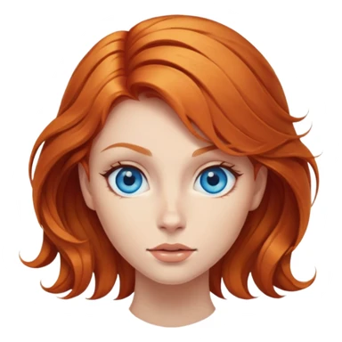 female ginger hair blue eyes centre of face turning in to a black swirl sticker