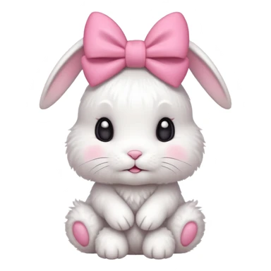 white bunny with pink bow on head sticker