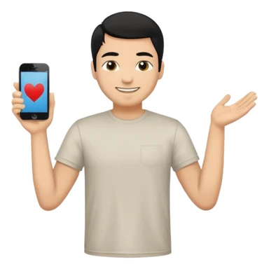 The man black hair and black eyes full body with t shirt and man is smile sticker