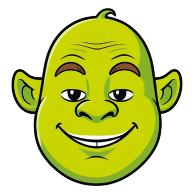 Shrek face close-up, cartoon style sticker