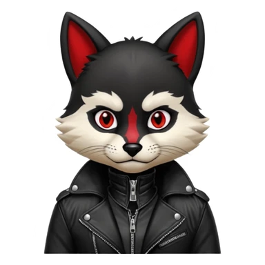 Anthropomorphic Anthro Furry punky gothic black white and red badass cool stylish handsome smexy Animal-furry-fursona sticker