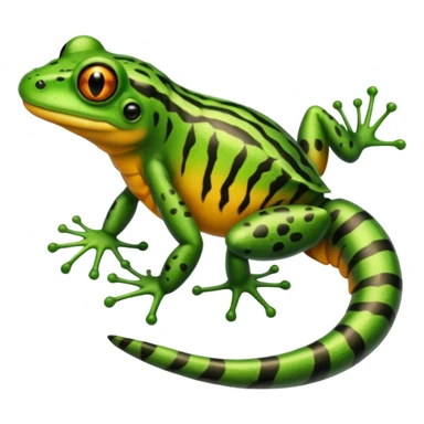 Frog with tiger body and scorpion tail and with mullet hairstyle sticker