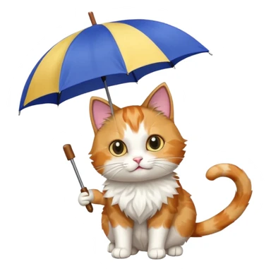 cat holding an umbrella sticker
