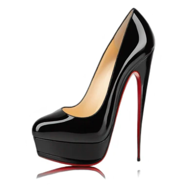 One WEDGE heel LOUBOUTIN black leather PATENT sticker