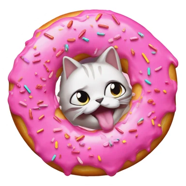 Neon Cat Meme in a Pink-Sprinkled Donut sticker