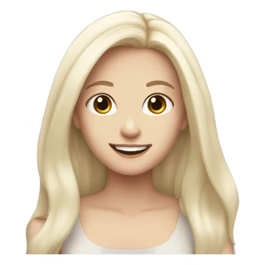 Pale girl with long black hair smiling  sticker