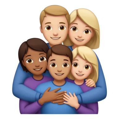 family of 5 hugging each other sticker