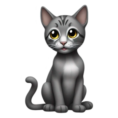 full body grey and black playing baby skinny cat sticker