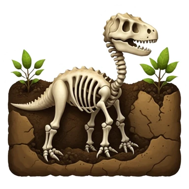 Dinosaur skeleton in soil sticker