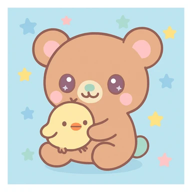 Change the background color to pastel blue, keep the kawaii style. sticker