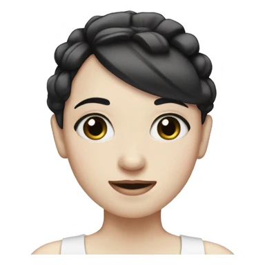 pale girl with black hair and bow face  sticker