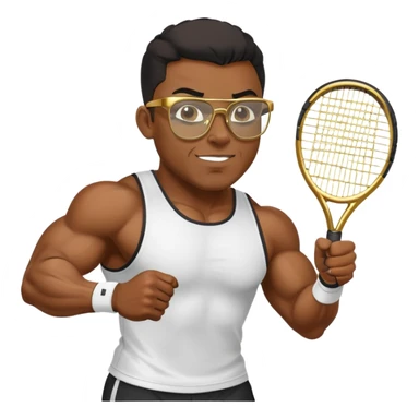 black bodybuilder with gold glasses playing tennis sticker