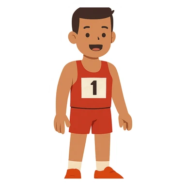 flat toon style athlete standing sticker