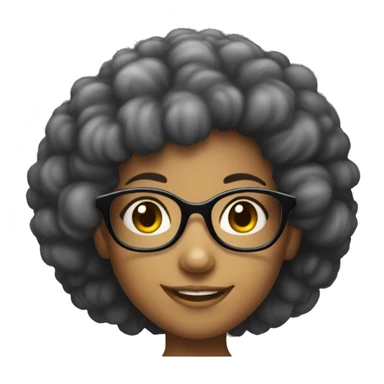 Smirking girl with glasses and afro hair sticker