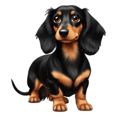 Longhaired Minature Dachshund black & Tan sticker