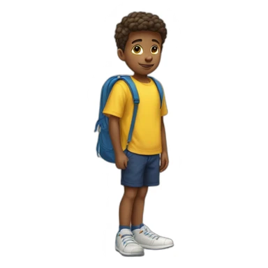 kid student wearing yellow shirt and deep blue shorts sticker