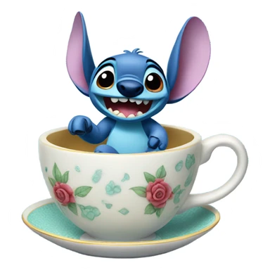 Stitch riding a Disney teacup  sticker