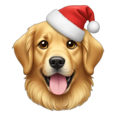 golden retriever with christmas hat sticker