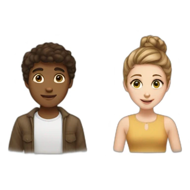 brown boy and white girl brown hair sticker