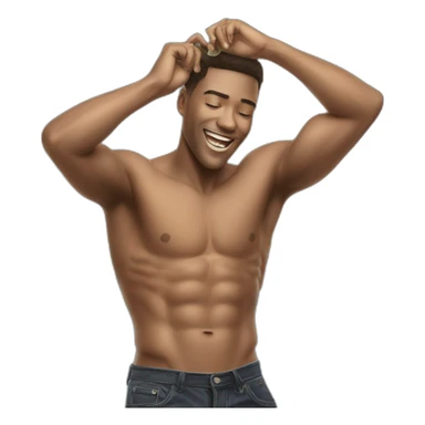 Shirtless guy dancing under raining money  sticker