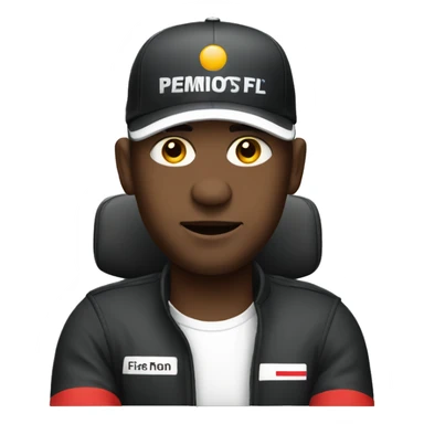 F1 black man driving car sticker