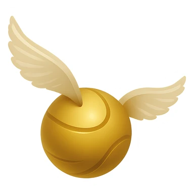 Create a golden snitch exactly like the reference image in shape, color, and style. Use the Color Filled style with no outlines, only sharp shadows and highlights. The background should be transparent. Convey a magical atmosphere in the design. sticker