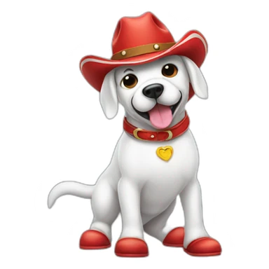 dog dressed as a ghost wearing red cowboy boots sticker