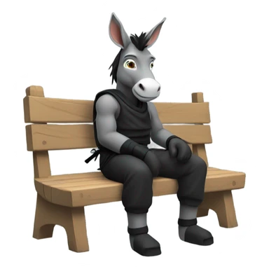 Ninja donkey sitting on bench sticker