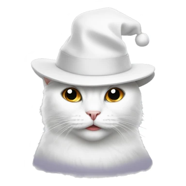 A white cat in a New Year’s hat is unhappy sticker