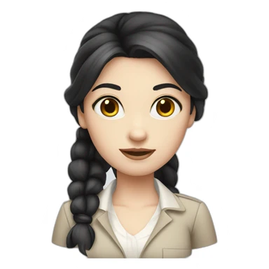 girl in detective dress pale skin black hair ponytail  sticker