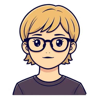 Angry fussy short dark blonde hair with glasses face sticker