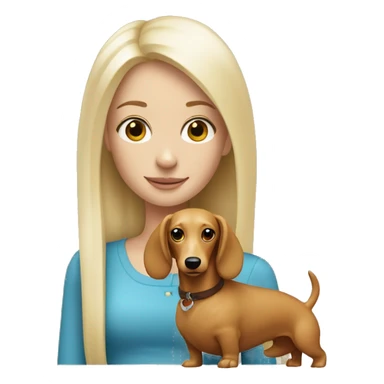 white blonde girl with blonde long haired sausage dog sticker