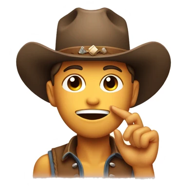 Blushing with hand over mouth and a cowboy hat cute  sticker