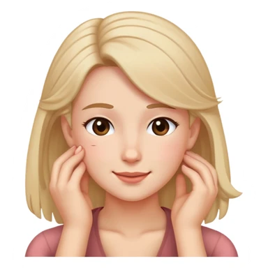 Blushing smirking emoji with hand tucking hair sticker