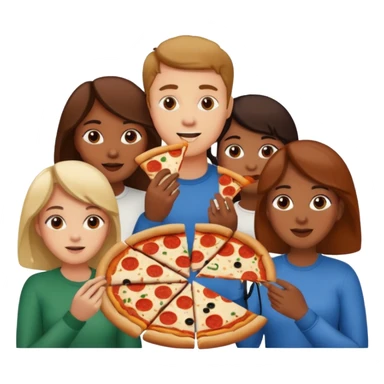 grupo de amigos y amigas comiendo pizza sticker
