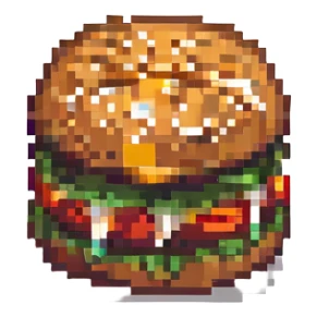 burger inspired by reference photo, pixel art style, emoji sticker