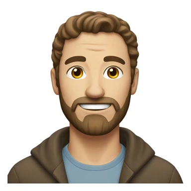 An Caucasian man, with brown hair, beard but no moustache sticker