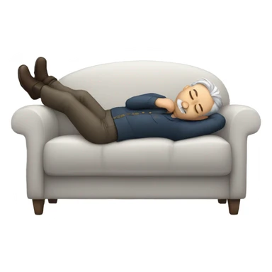 Man with grey hair and moustache sleeping in sofa sticker