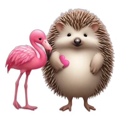 hedgehog and flamingo in love sticker