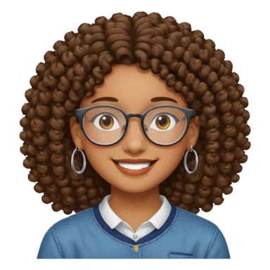 faça um adolescente pardo de cabelo cacheado, que usa óculos e brincos  sticker