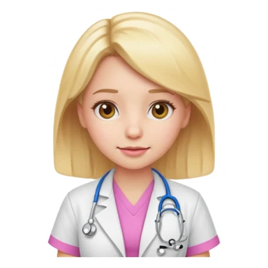 A cute emoji-style girl doctor with light blonde hair and pink medical wear sticker