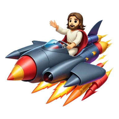 jesus riding a rocket batmobile boom!  sticker