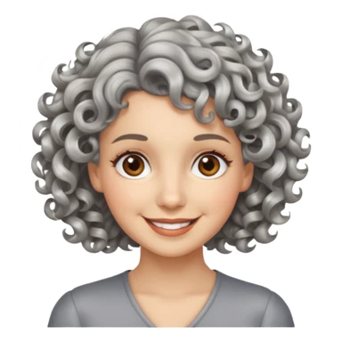 silver, short, wavy-haired with curls, smiling pretty lady, brown/hazel eyes

 sticker