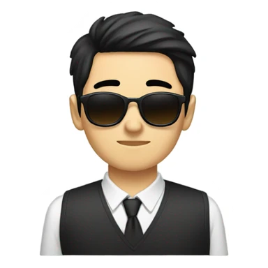 programmer, student, asian, black hair, black eyes, male, round face, black sunglasses sticker