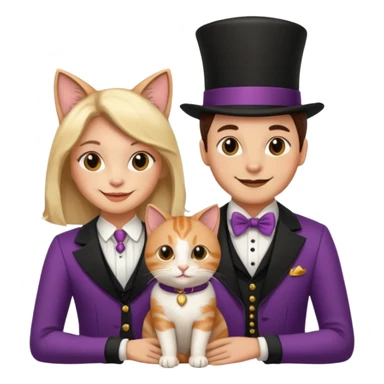 magician couple and their pet cat sticker