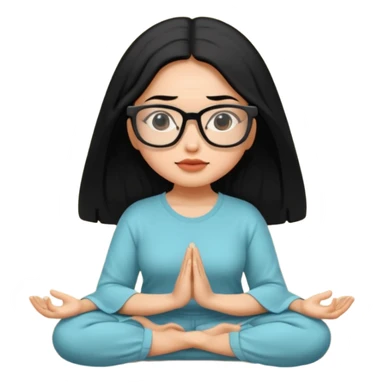 A Mexican woman with black hair and big square glasses meditating  sticker