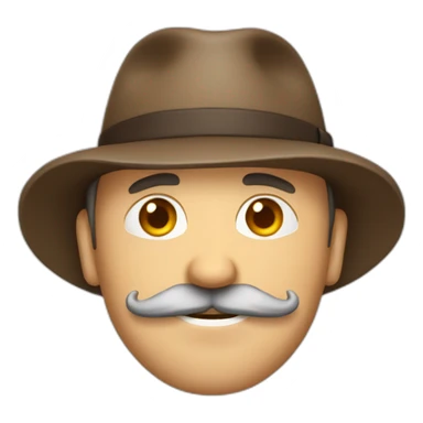 Middle age man with faded hair loss and moustache brown and wearing hat sticker