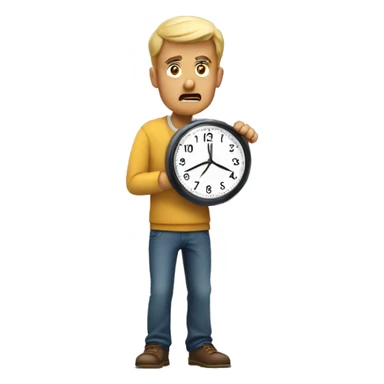 man frustrated for checking his watch or the clock, showing he doesn't have much time sticker