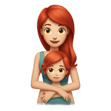 Red hair mom holding brunette daughter sticker